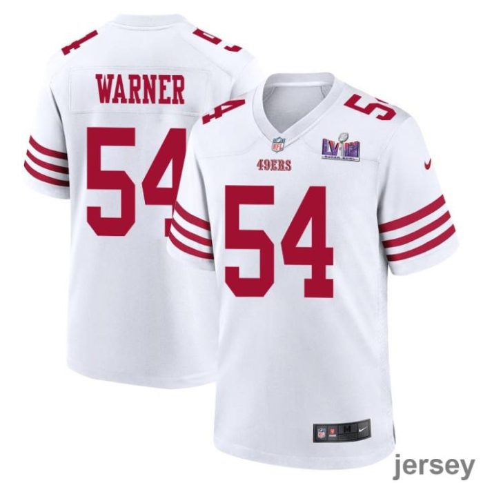 Fred Warner 54 San Francisco 49ers Super Bowl LVIII Patch Game Men Jersey - White