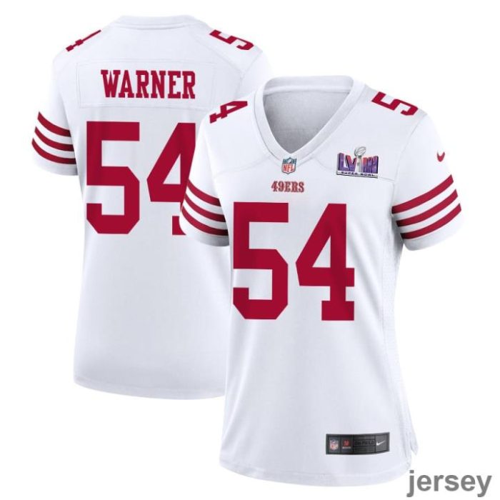 Fred Warner 54 San Francisco 49ers Super Bowl LVIII Patch Game Women Jersey - White