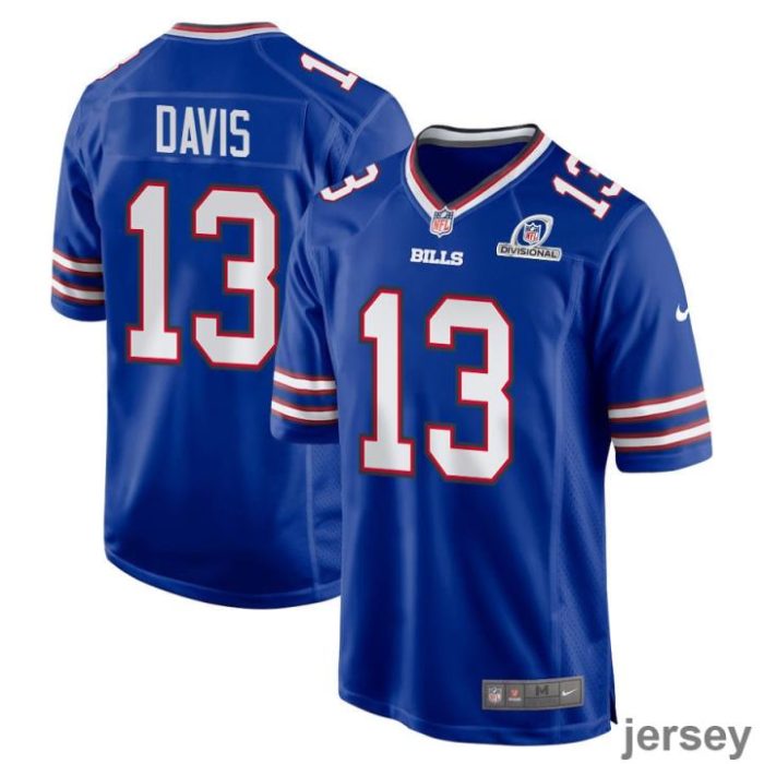 Gabe Davis 13 Buffalo Bills 2024 Divisional Patch Game Men Jersey - Royal