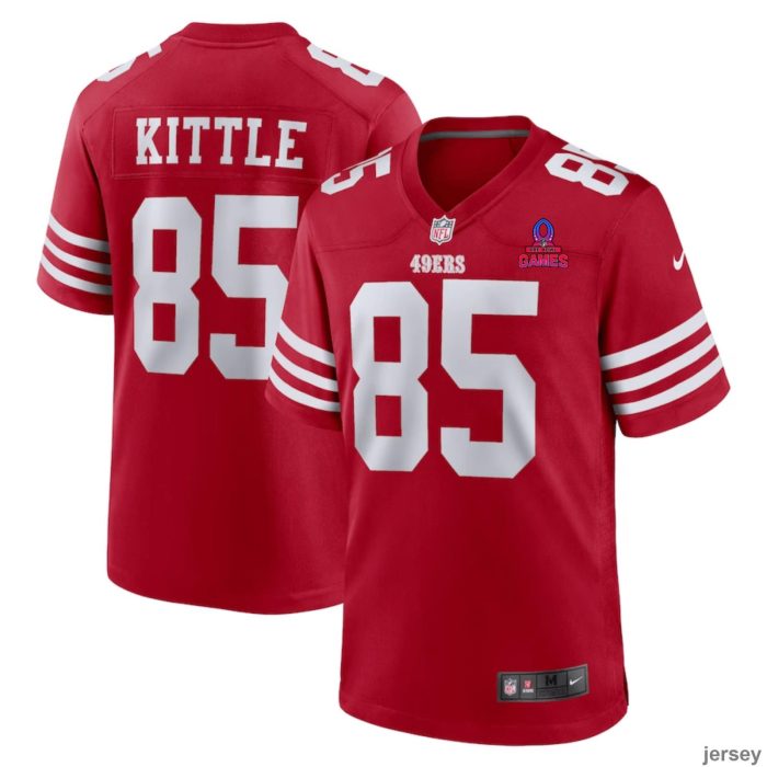 George Kittle 85 San Francisco 49ers 2024 Pro Bowl Patch Game Men Jersey - Scarlet