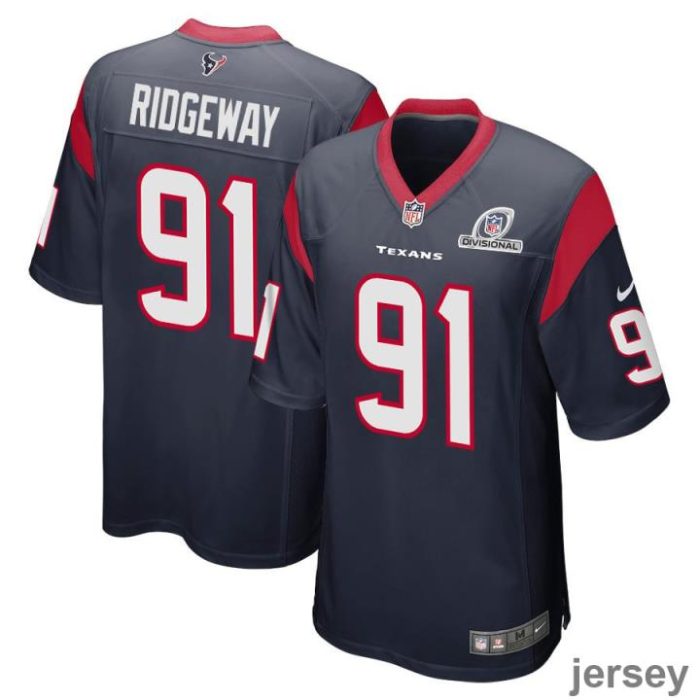 Hassan Ridgeway 91 Houston Texans 2024 Divisional Patch Game Men Jersey - Navy