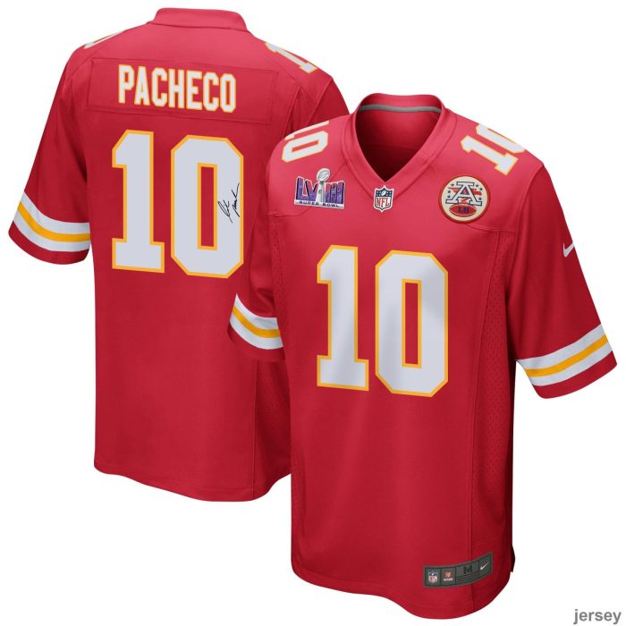 Isiah Pacheco 10 Signed Kansas City Chiefs Super Bowl LVIII Game Men Jersey - Red