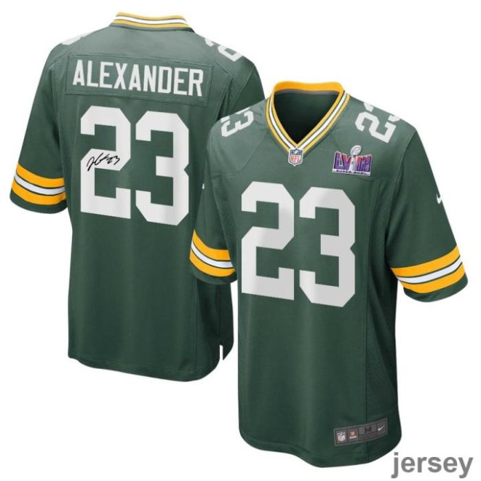 Jaire Alexander 23 Signed Green Bay Packers Super Bowl LVIII Game Men Jersey - Green