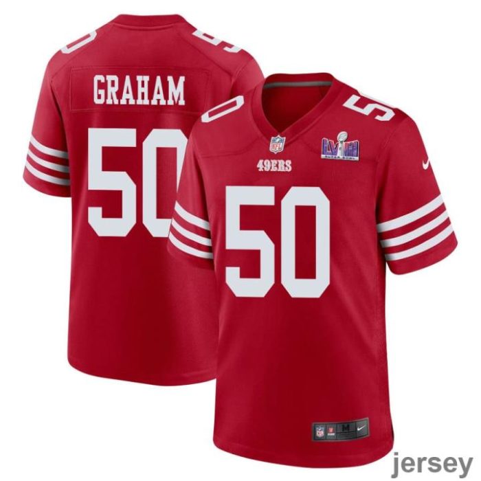 Jalen Graham 50 San Francisco 49ers Super Bowl LVIII Patch Game Men Jersey - Scarlet