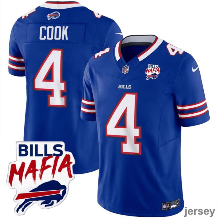 James Cook 4 Buffalo Bills Bills Mafia Patch Game Men Jersey - Royal