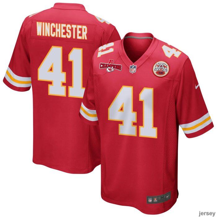 James Winchester 41 Kansas City Chiefs AFC Champions Patch Game Men Jersey - Red