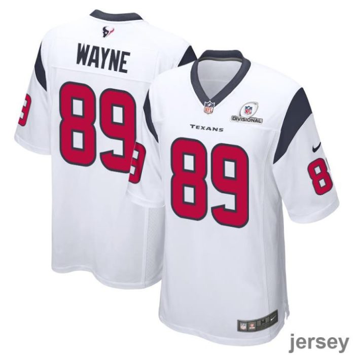 Jared Wayne 89 Houston Texans 2024 Divisional Patch Game Men Jersey - White