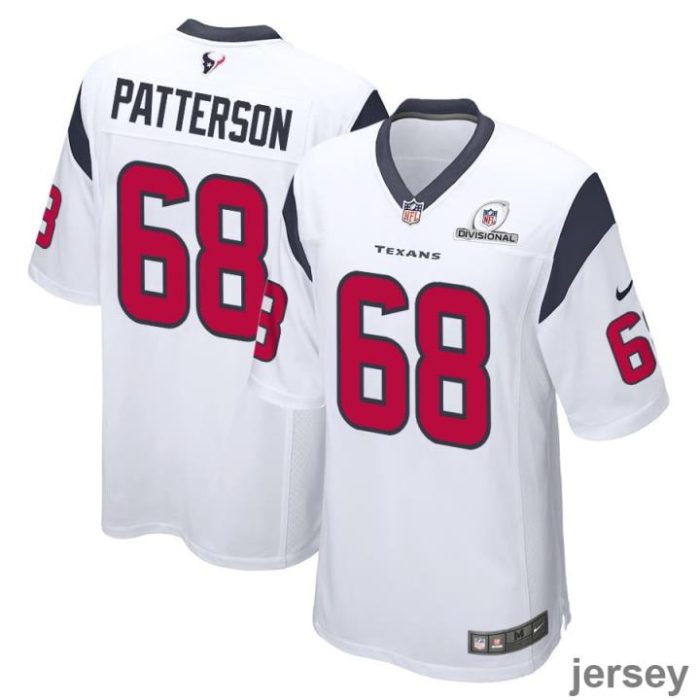 Jarrett Patterson 68 Houston Texans 2024 Divisional Patch Game Men Jersey - White