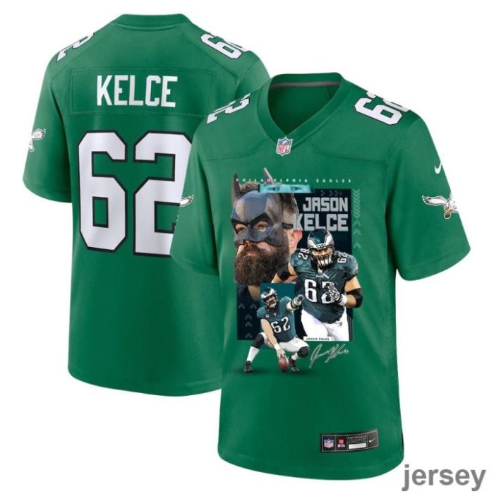 Jason Kelce 62 Philadelphia Eagles The Fat Bat Alternate Game Men Jersey - Kelly Green