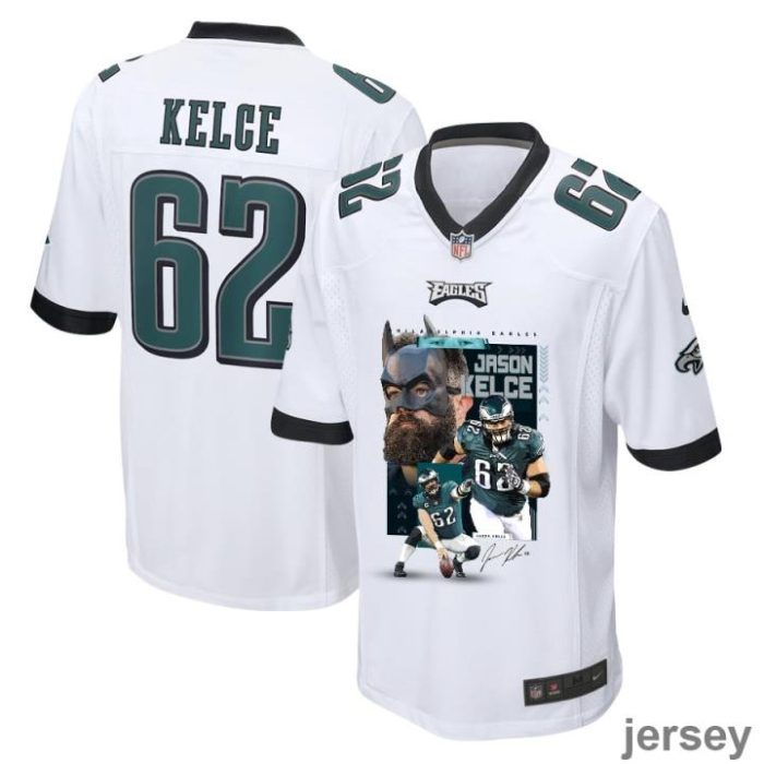 Jason Kelce 62 Philadelphia Eagles The Fat Bat Game Men Jersey - White