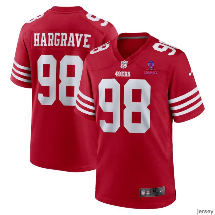 Javon Hargrave 98 San Francisco 49ers 2024 Pro Bowl Patch Game Men Jersey - Scarlet