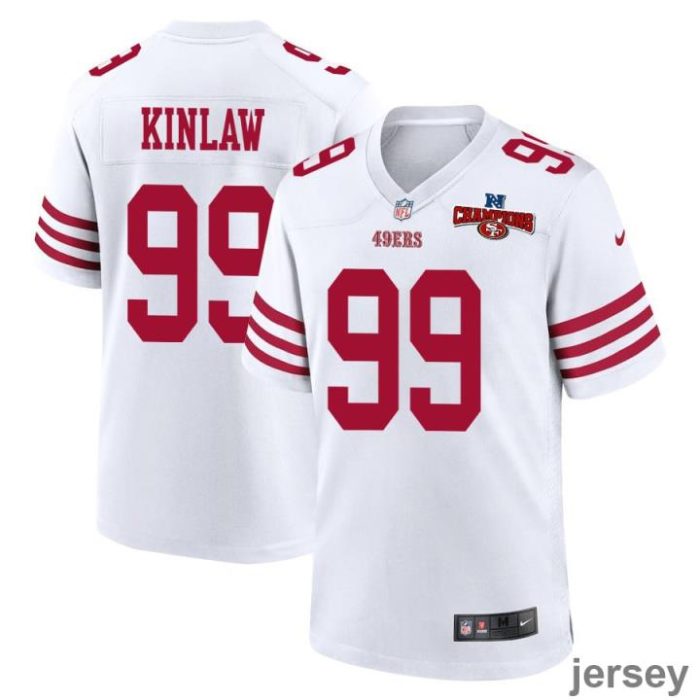 Javon Kinlaw 99 San Francisco 49ers NFC Champions Patch Game Men Jersey - White