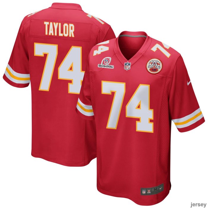 Jawaan Taylor 74 Kansas City Chiefs 2024 Divisional Patch Game Men Jersey - Red