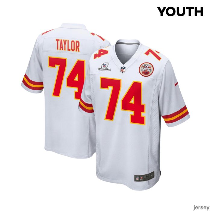 Jawaan Taylor 74 Kansas City Chiefs Super Bowl LVIII Patch Game YOUTH Jersey - White