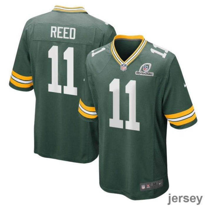 Jayden Reed 11 Green Bay Packers 2024 Divisional Patch Game Men Jersey - Green