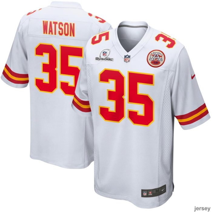 Jaylen Watson 35 Kansas City Chiefs 2024 Divisional Patch Game Men Jersey - White