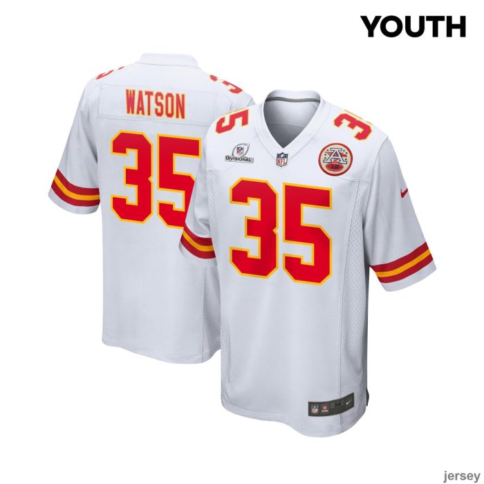 Jaylen Watson 35 Kansas City Chiefs Super Bowl LVIII Patch Game YOUTH Jersey - White