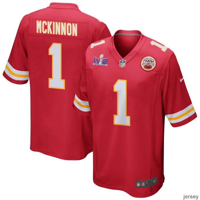 Jerick McKinnon 1 Kansas City Chiefs Super Bowl LVIII Patch Game Men Jersey - Red