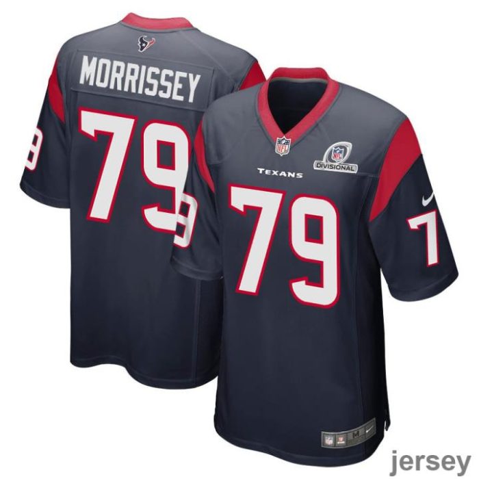 Jimmy Morrissey 79 Houston Texans 2024 Divisional Patch Game Men Jersey - Navy