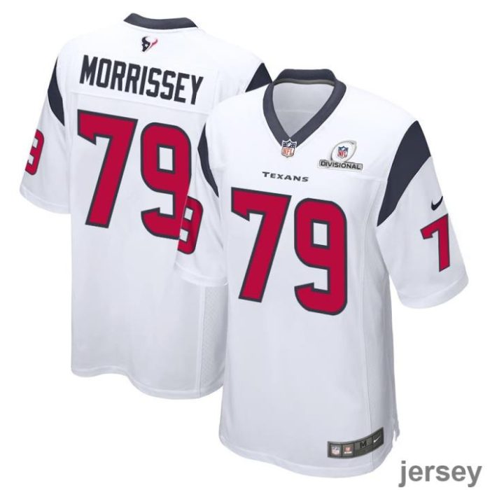 Jimmy Morrissey 79 Houston Texans 2024 Divisional Patch Game Men Jersey - White