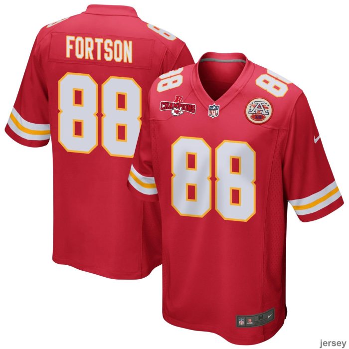 Jody Fortson 88 Kansas City Chiefs AFC Champions Patch Game Men Jersey - Red