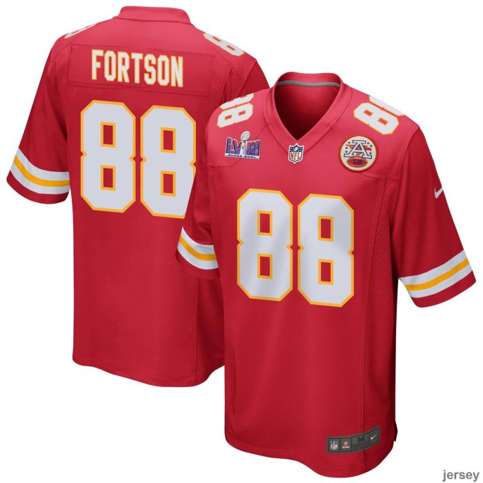 Jody Fortson 88 Kansas City Chiefs Super Bowl LVIII Patch Game Men Jersey - Red