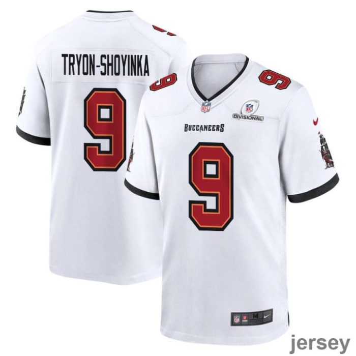 Joe Tryon-Shoyinka 9 Tampa Bay Buccaneers 2024 Divisional Patch Game Men Jersey - White