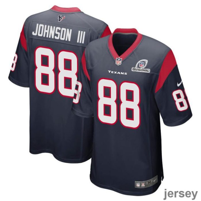 Johnny Johnson III 88 Houston Texans 2024 Divisional Patch Game Men Jersey - Navy