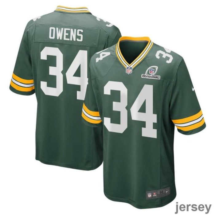 Jonathan Owens 34 Green Bay Packers 2024 Divisional Patch Game Men Jersey - Green