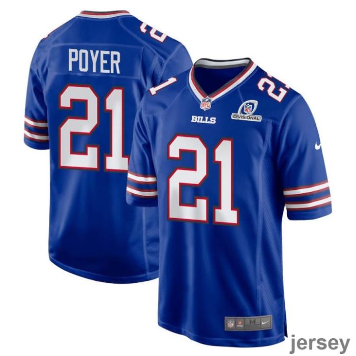 Jordan Poyer 21 Buffalo Bills 2024 Divisional Patch Game Men Jersey - Royal