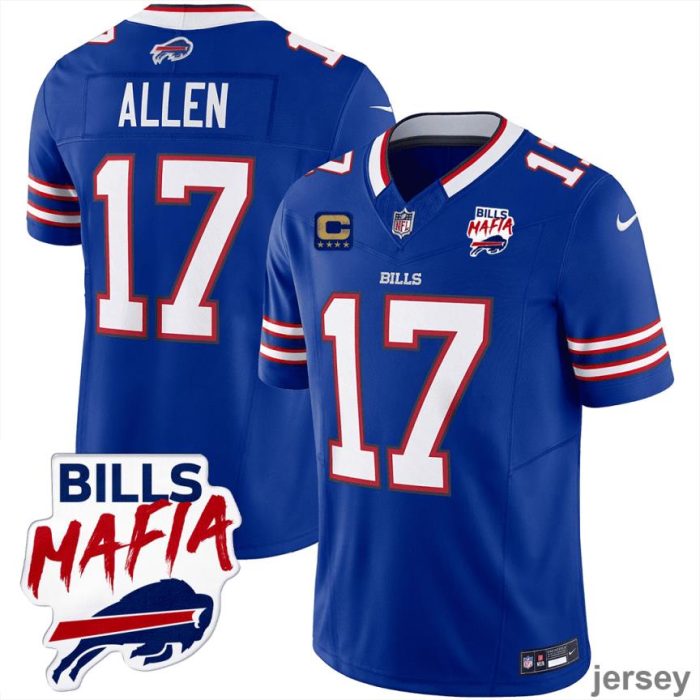 Josh Allen 17 Buffalo Bills Bills Mafia Patch Game Men Jersey - Royal