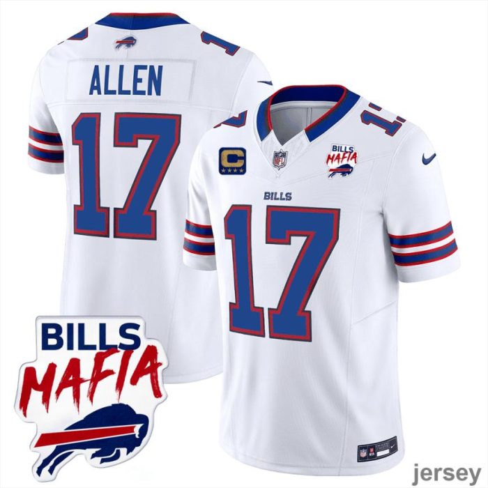 Josh Allen 17 Buffalo Bills Bills Mafia Patch Game Men Jersey - White