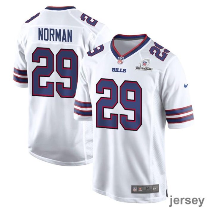 Josh Norman 29 Buffalo Bills 2024 Divisional Patch Game Men Jersey - White