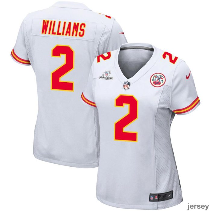 Joshua Williams 2 Kansas City Chiefs 2024 Divisional Patch Game Women Jersey - White