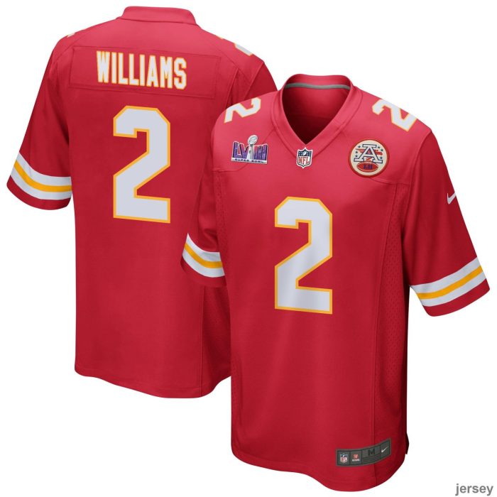 Joshua Williams 2 Kansas City Chiefs Super Bowl LVIII Patch Game Men Jersey - Red