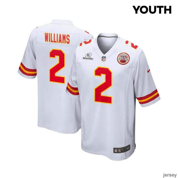 Joshua Williams 2 Kansas City Chiefs Super Bowl LVIII Patch Game YOUTH Jersey - White