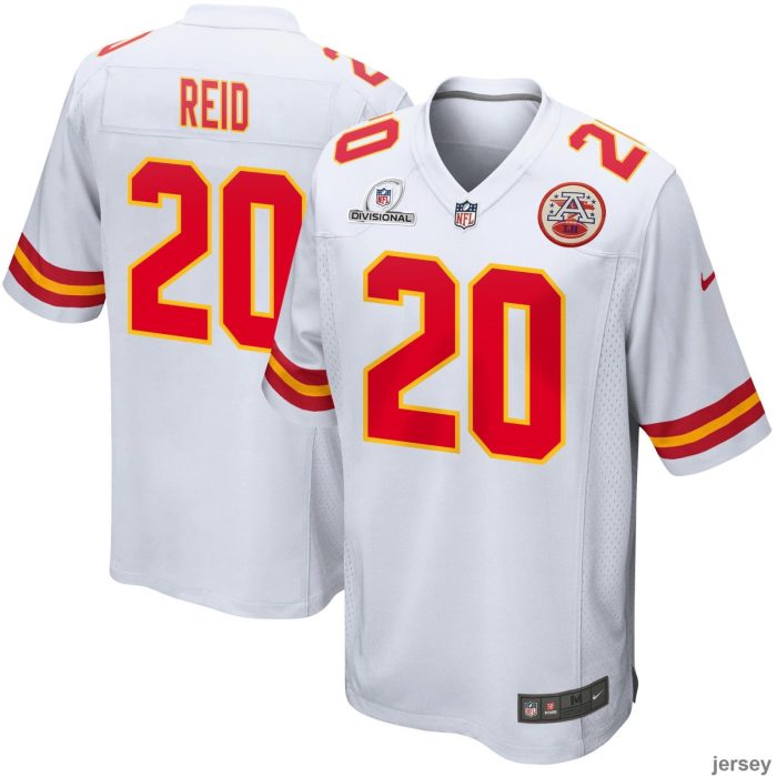 Justin Reid 20 Kansas City Chiefs 2024 Divisional Patch Game Men Jersey - White