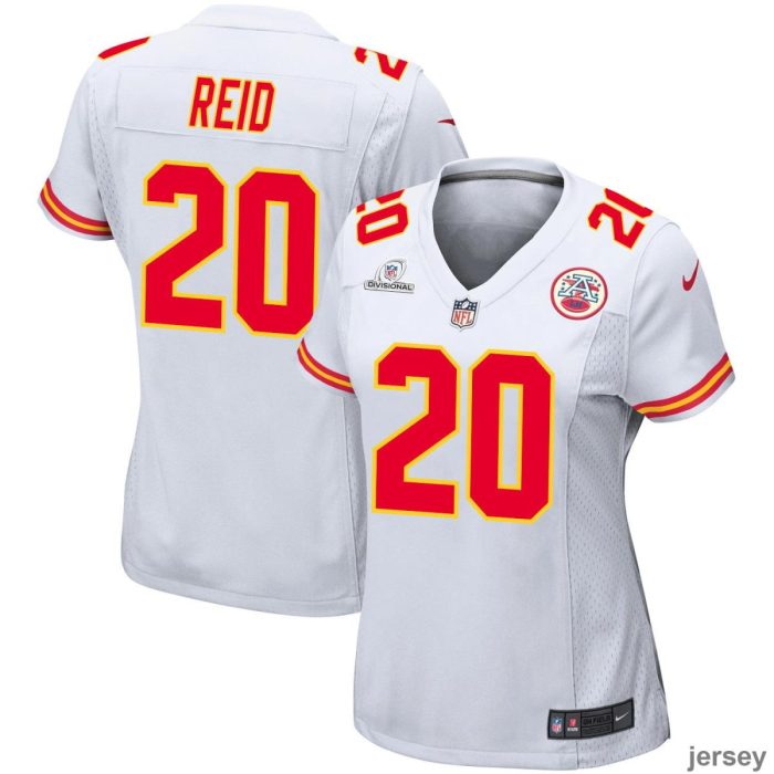 Justin Reid 20 Kansas City Chiefs 2024 Divisional Patch Game Women Jersey - White