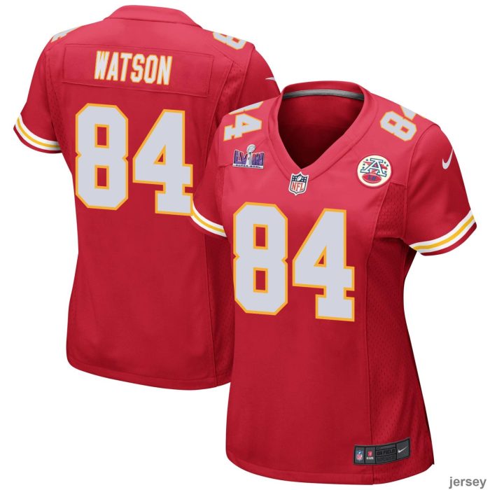 Justin Watson 84 Kansas City Chiefs Super Bowl LVIII Patch Game Women Jersey - Red