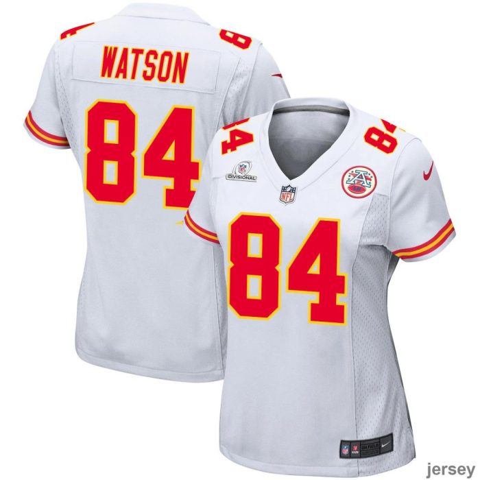 Justin Watson 84 Kansas City Chiefs Super Bowl LVIII Patch Game Women Jersey - White