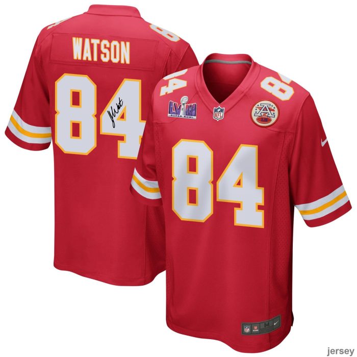 Justin Watson 84 Signed Kansas City Chiefs Super Bowl LVIII Game Men Jersey - Red