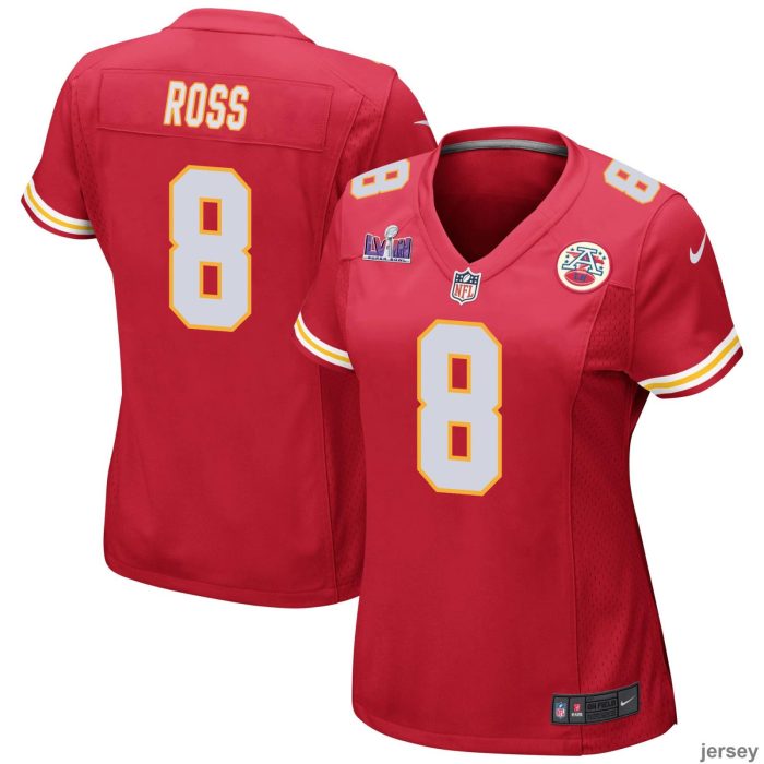 Justyn Ross 8 Kansas City Chiefs Super Bowl LVIII Patch Game Women Jersey - Red