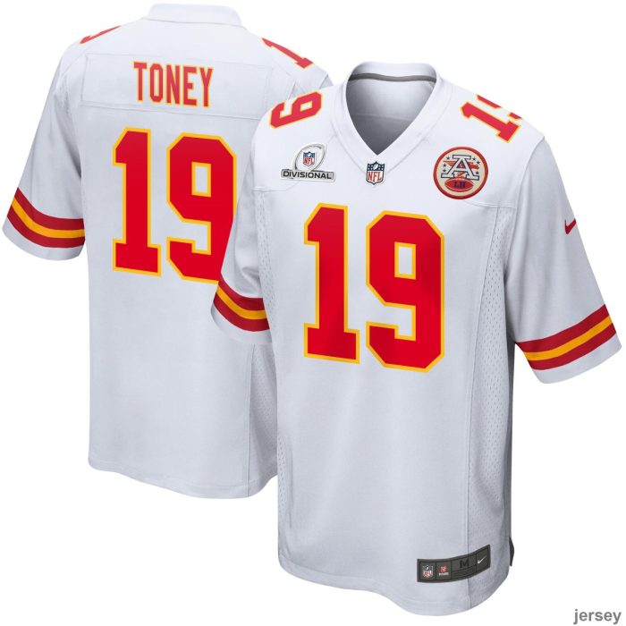 Kadarius Toney 19 Kansas City Chiefs 2024 Divisional Patch Game Men Jersey - White