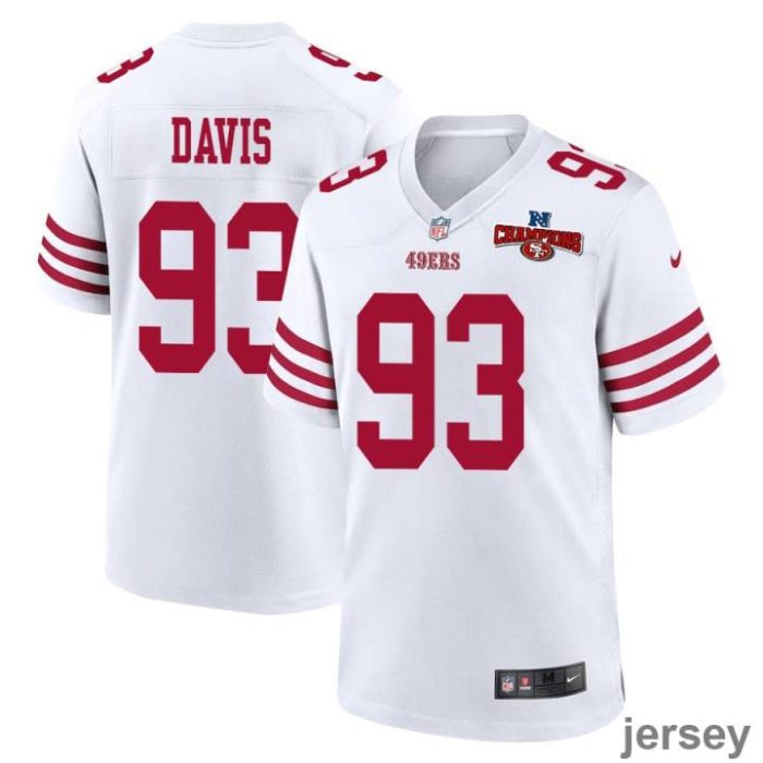 Kalia Davis 93 San Francisco 49ers NFC Champions Patch Game Men Jersey - White