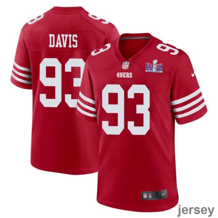 Kalia Davis 93 San Francisco 49ers Super Bowl LVIII Patch Game Men Jersey - Scarlet