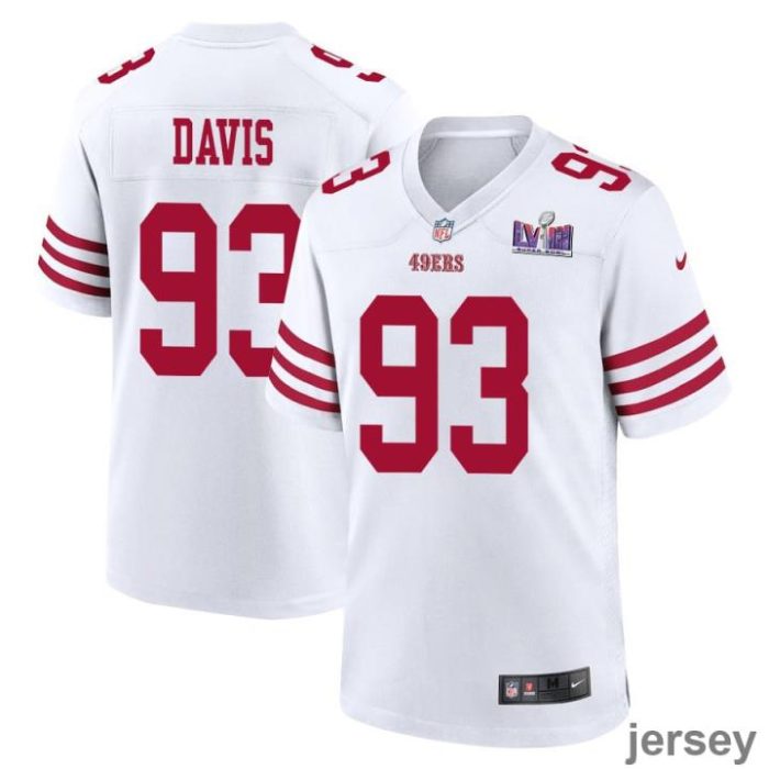 Kalia Davis 93 San Francisco 49ers Super Bowl LVIII Patch Game Men Jersey - White