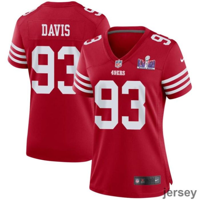 Kalia Davis 93 San Francisco 49ers Super Bowl LVIII Patch Game Women Jersey - Scarlet