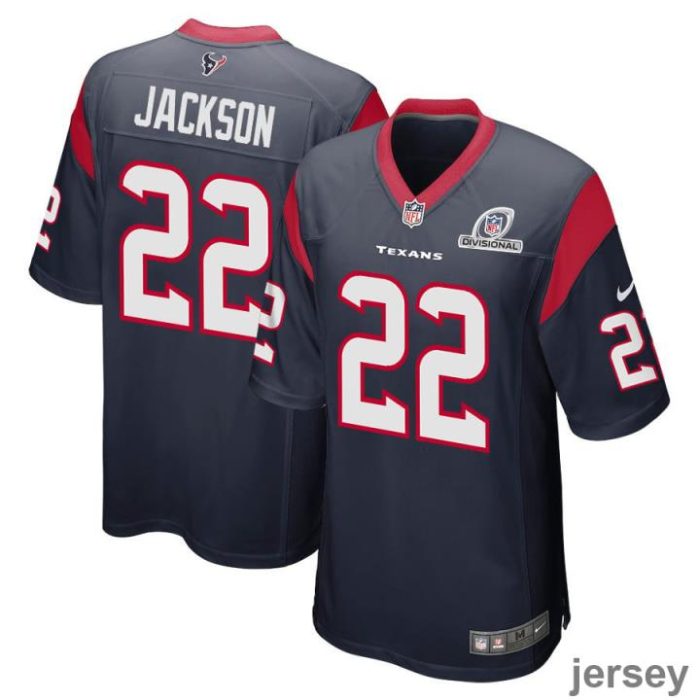 Kareem Jackson 22 Houston Texans 2024 Divisional Patch Game Men Jersey - Navy