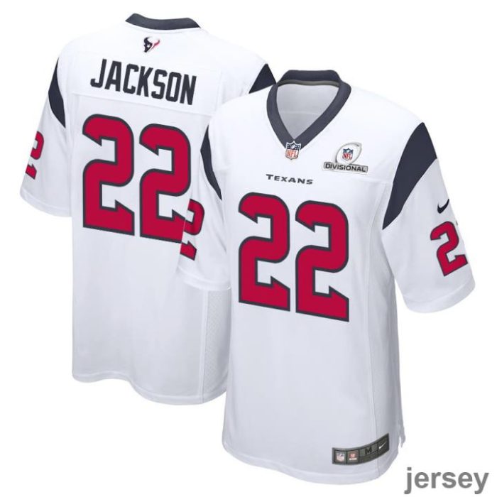 Kareem Jackson 22 Houston Texans 2024 Divisional Patch Game Men Jersey - White