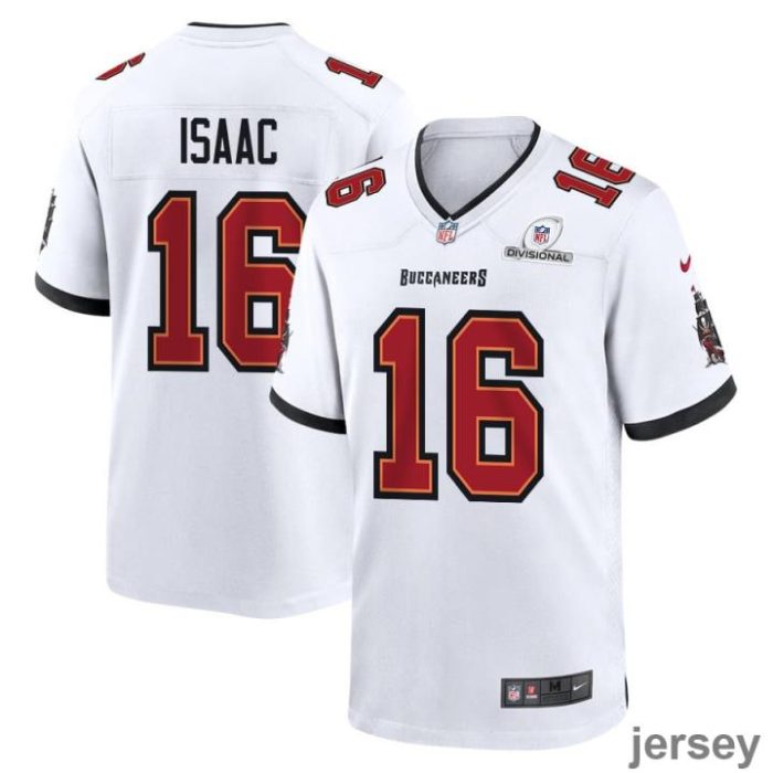 Keenan Isaac 16 Tampa Bay Buccaneers 2024 Divisional Patch Game Men Jersey - White